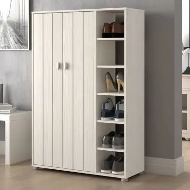 Bideford White Shoe Storage Unit – 2 Doors, 12 Shelves 1