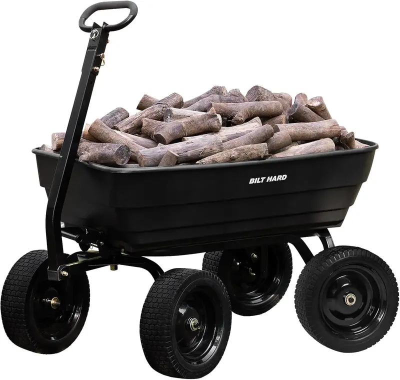 Bilt Hard 1200-Lb Heavy-Duty Poly Dump Cart – 7 Cu.Ft., 2-In-1 Convertible Handle, Quick-Release Dump Mechanism 1