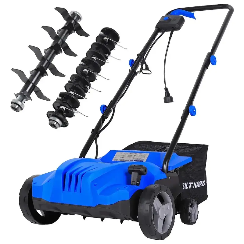 Bilt Hard 13" 12A Electric Dethatcher & Scarifier – 2-In-1 Walk-Behind Lawn Tool With 8-Gallon Collection Bag 1