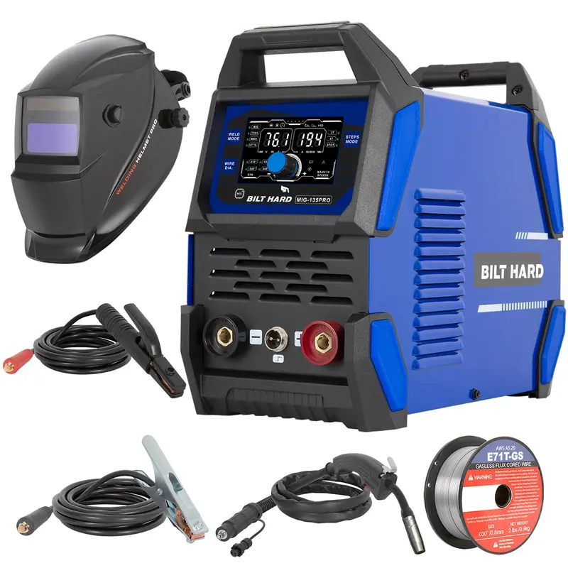 Bilt Hard 135A Igbt Inverter Welder: 110V 3-In-1 Mig, Tig, And Stick Machine With Synergic Control, Led Interface, And Full Accessory Kit 1