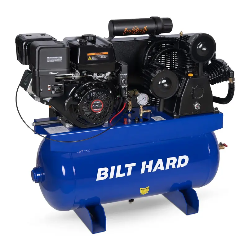Bilt Hard 30-Gallon Gas Air Compressor – 13.5Hp Engine, Asme-Certified Tank, 24 Scfm @ 90 Psi, 180 Psi Max Pressure 1