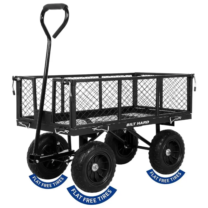 Bilt Hard 400 Lb Utility Garden Cart – 10" Flat-Free Wheels, Rotating Handle & Modular Sides, 4 Cu. Ft Heavy-Duty Design 1