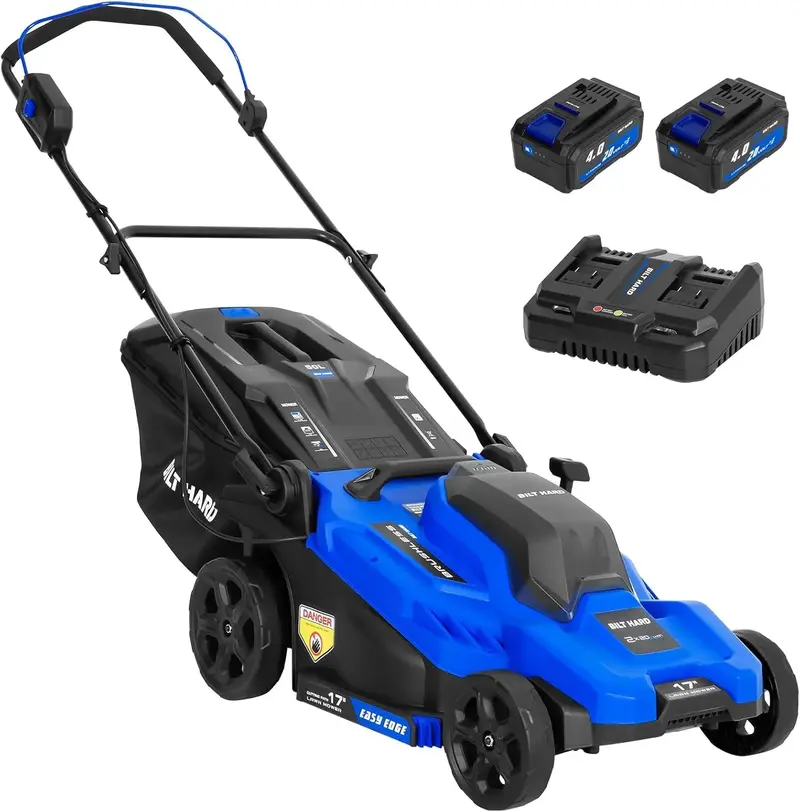Bilt Hard 40V 17-Inch Brushless Cordless Lawn Mower – Mulch & Bag Options, 6-Position Height Adjustment, Dual 4.0Ah Batteries Included 1