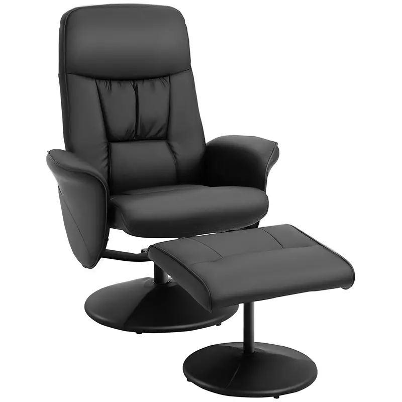 Black High-Back Executive Recliner Lounge Chair With Ottoman 1