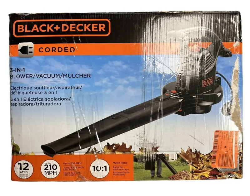 Black+Decker Bv3100 12-Amp 3-In-1 Leaf Blower Vacuum Mulcher – Electric Yard Tool 1