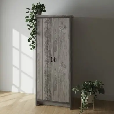 Boston Grey Tall Wardrobe – 2 Doors, 1 Shelf 1