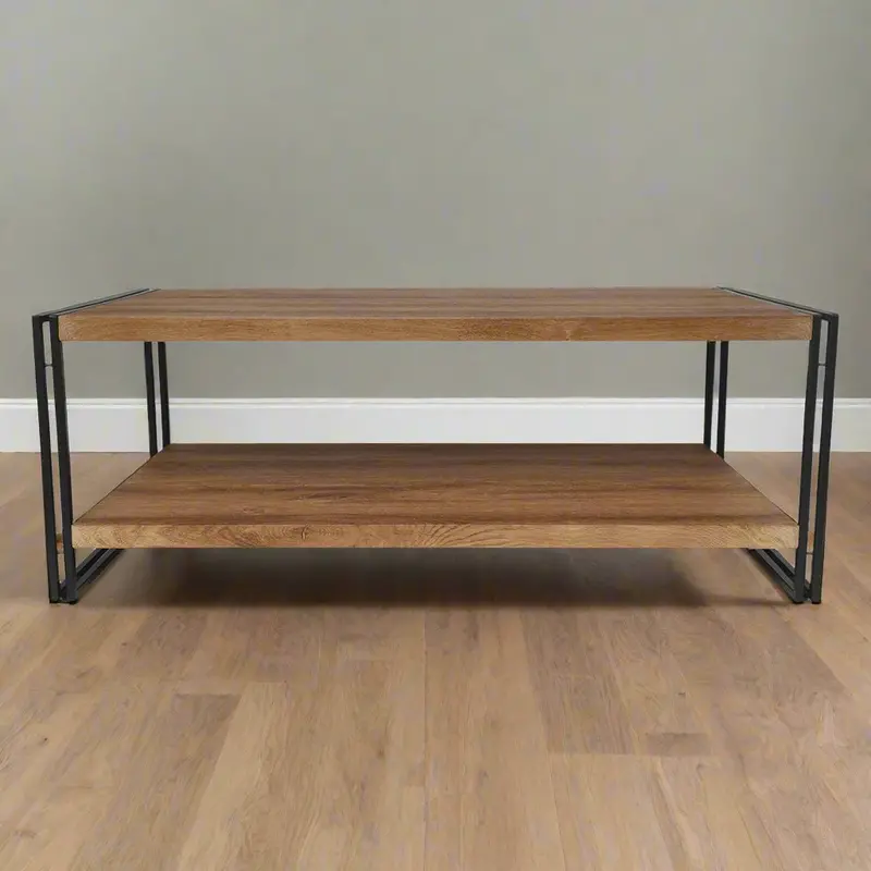 Brooklyn Coffee Table – Black & Brown Two-Tone 1-Shelf Living Room Design 1