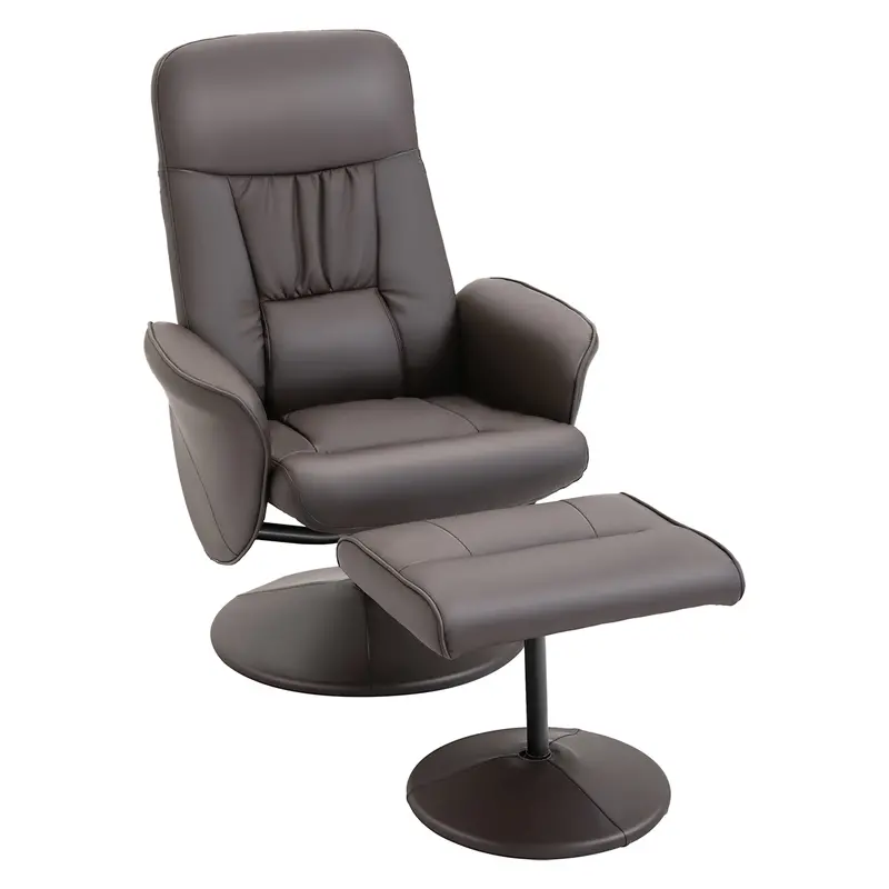 Brown Executive High-Back Recliner Chair With Detachable Footstool 1