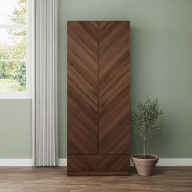 Catania Dark Brown Tall Wardrobe – 2 Doors, 1 Drawer 1