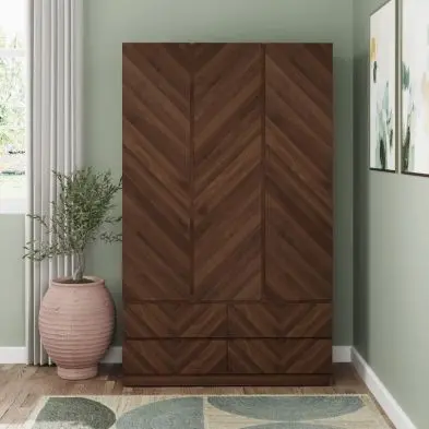 Catania Dark Brown Tall Wardrobe – 3 Doors, 3 Drawers 1