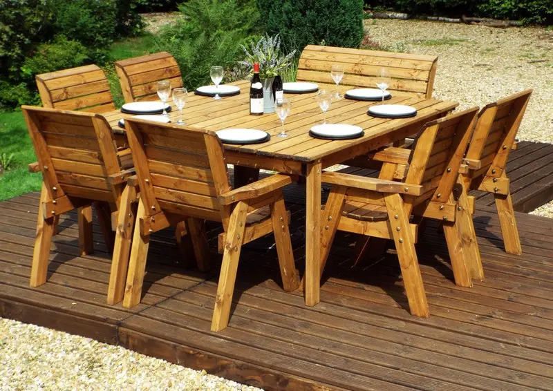 Charles Taylor 8-Person Deluxe Scandinavian Redwood Square Garden Set 1
