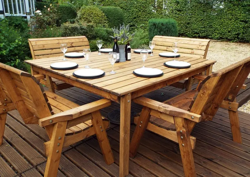 Charles Taylor 8-Seat Deluxe Square Bench – Scandinavian Redwood Garden Furniture 1