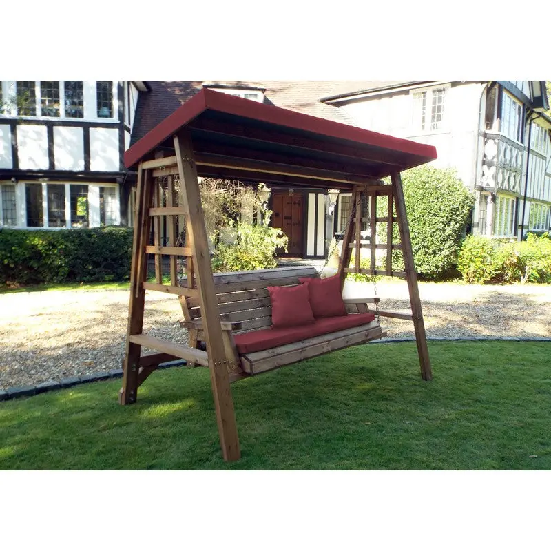 Charles Taylor Dorset 3-Seat Outdoor Swing Seat In Burgundy 1