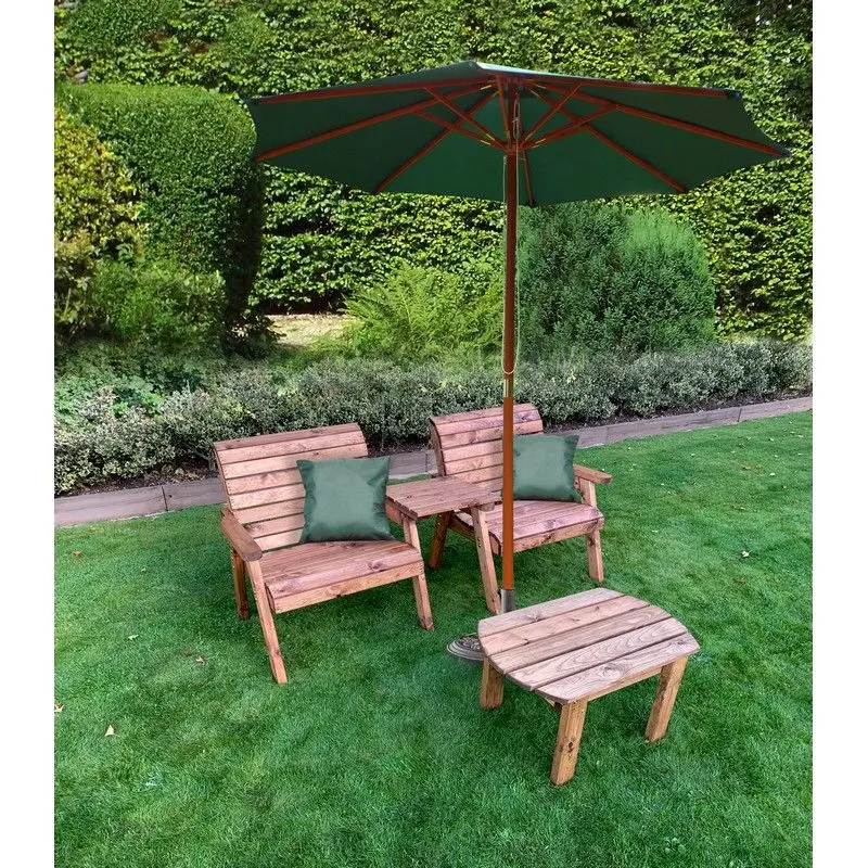 Charles Taylor Grand 2-Seat Tete-A-Tete With Emerald Green Cushions 1