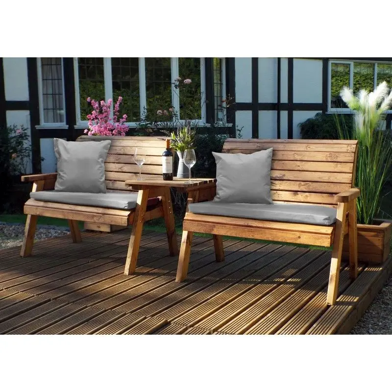 Charles Taylor Scandinavian Redwood 4-Seat Tete-A-Tete With Grey Cushions 1