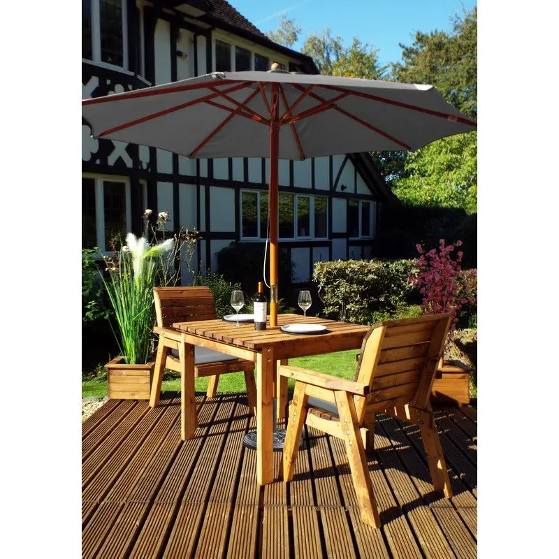 Charles Taylor Scandinavian Redwood Garden Furniture Set – 2-Person Outdoor Lounge With Grey Cushions 1