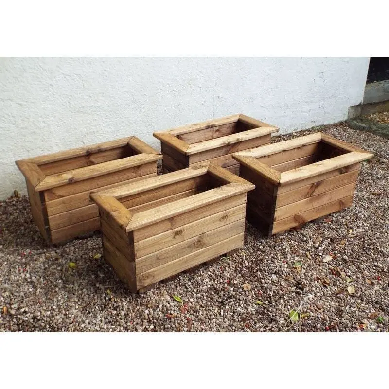 Charles Taylor Scandinavian-Style Redwood Garden Planter Set 1
