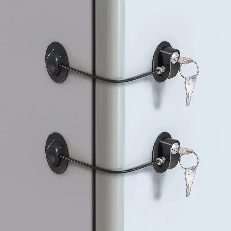 Childproof Cabinet Locks – Keyed Safety Latches With Residue-Free Adhesive For Fridges, Cabinets & Drawers 1