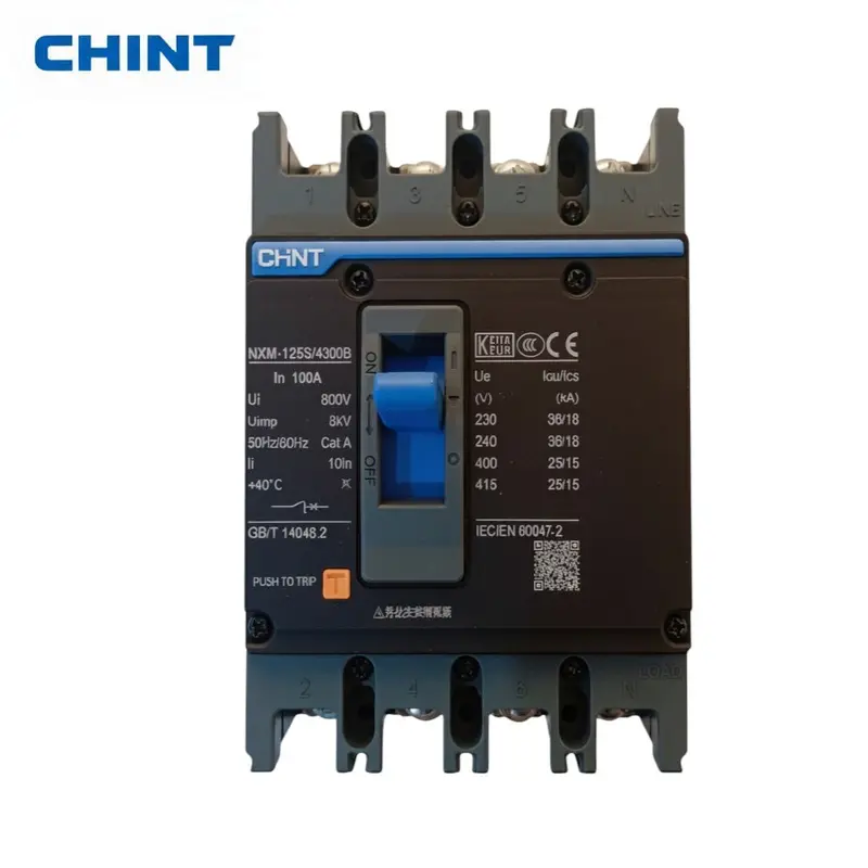 Chint 4-Pole 100A Ac Mccb – Three-Phase Circuit Breaker With Thermal-Magnetic Overload & Short-Circuit Protection 1