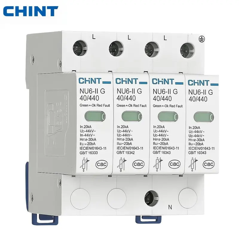 Chint 4-Pole 440V Ac Surge Protection Device (Spd) – Din-Rail Mounted Lightning & Overvoltage Protection For Electrical Panels 1