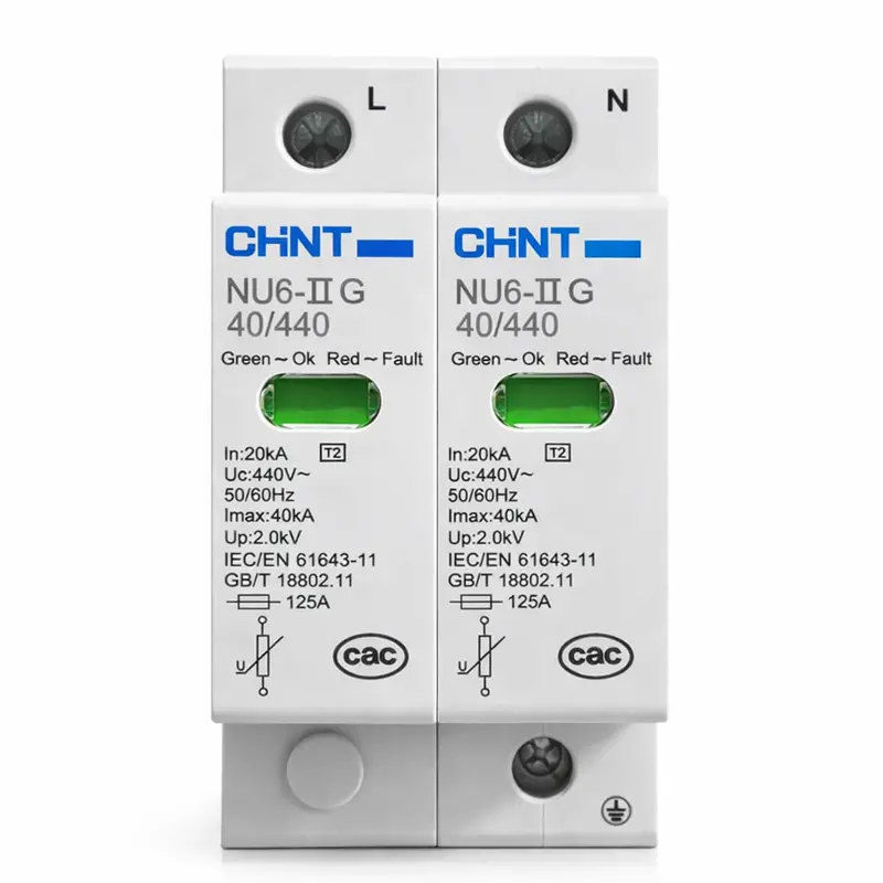 Chint Nu6-Iig 40/440 Spd – 2-Pole 400V Ac Surge Protector With 40Ka Discharge Capacity 1