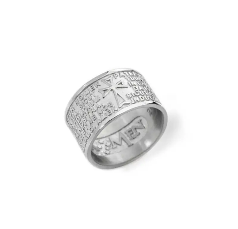Classic Sterling Silver Our Father Ring – Latin Prayer Design 1