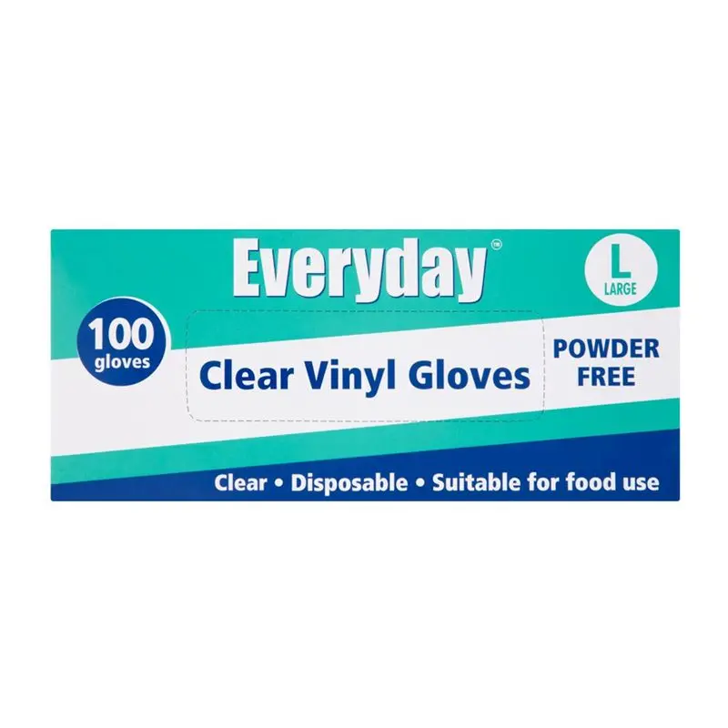 Clear Vinyl Disposable Gloves – Large Size, 100-Count Box 1
