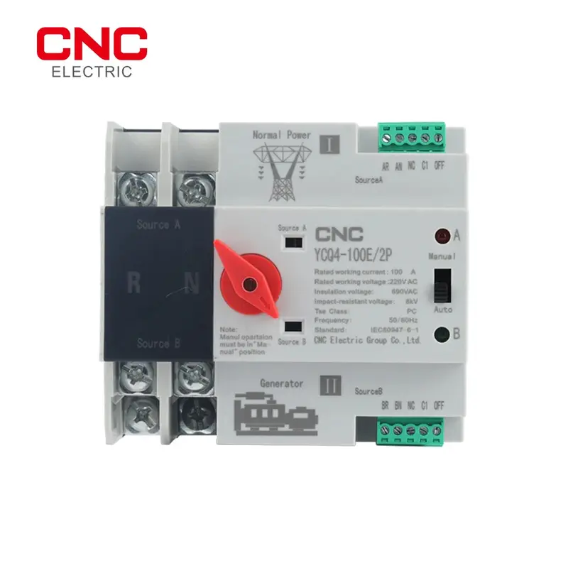 Cnc Din-Rail 2-Pole Ats – 100A Automatic Transfer Switch For Dual Power Sources 1