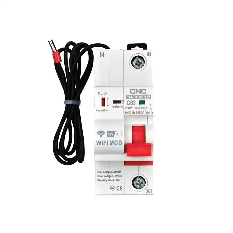 Cnc Ycb9Zf-100W Wifi Smart Circuit Breaker – 1-Pole, 63A, Remote-Controlled 1