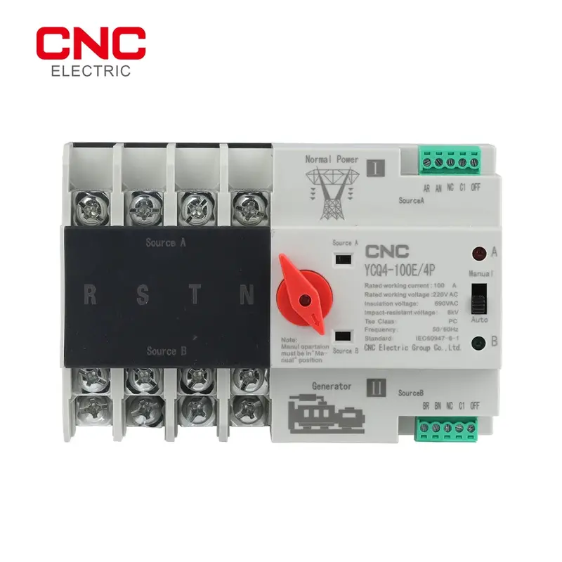 Cnc Ycq4-100E Automatic Transfer Switch (Ats) – 4-Pole, 100A, 3-Phase Din Rail 1