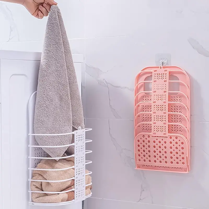 Collapsible Wall-Mount Laundry Basket – Foldable Plastic Hamper With Handle For Small-Space Storage 1