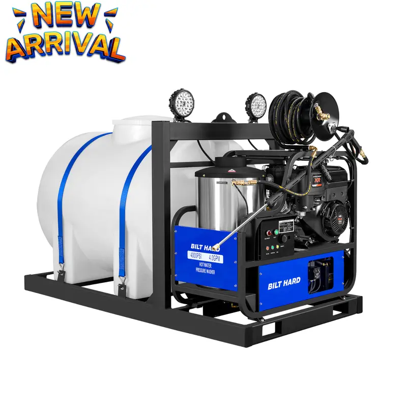 Commercial Hot Water Pressure Washer — 4 Gpm / 4000 Psi, 420Cc B&S Engine, 300,000 Btu, 245-Gal Skid-Mounted Unit 1