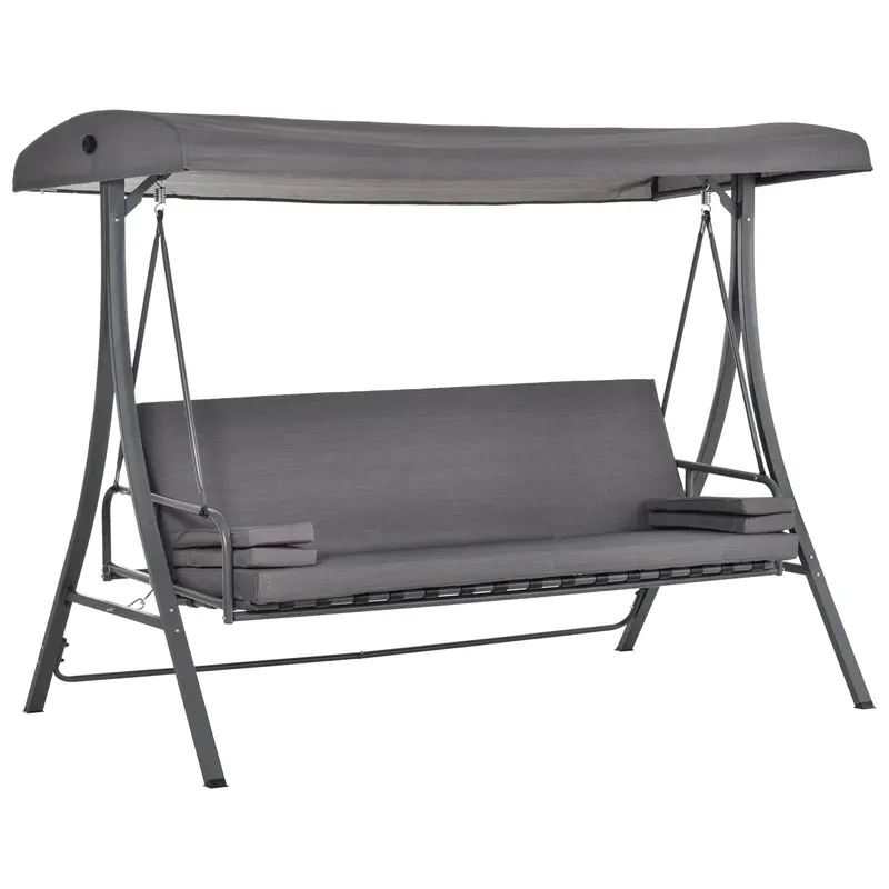Convertible 3-Person Patio Swing Chair With Removable Canopy And Cushioned Seating 1