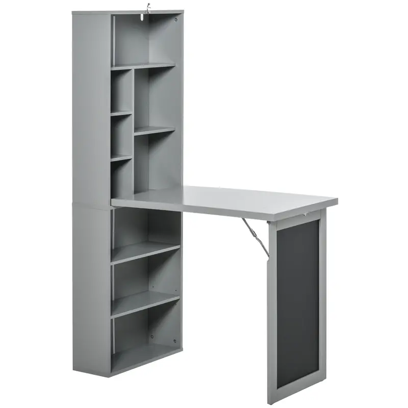 Convertible Home Office Desk With Chalkboard Surface And Side Shelf – Black 1