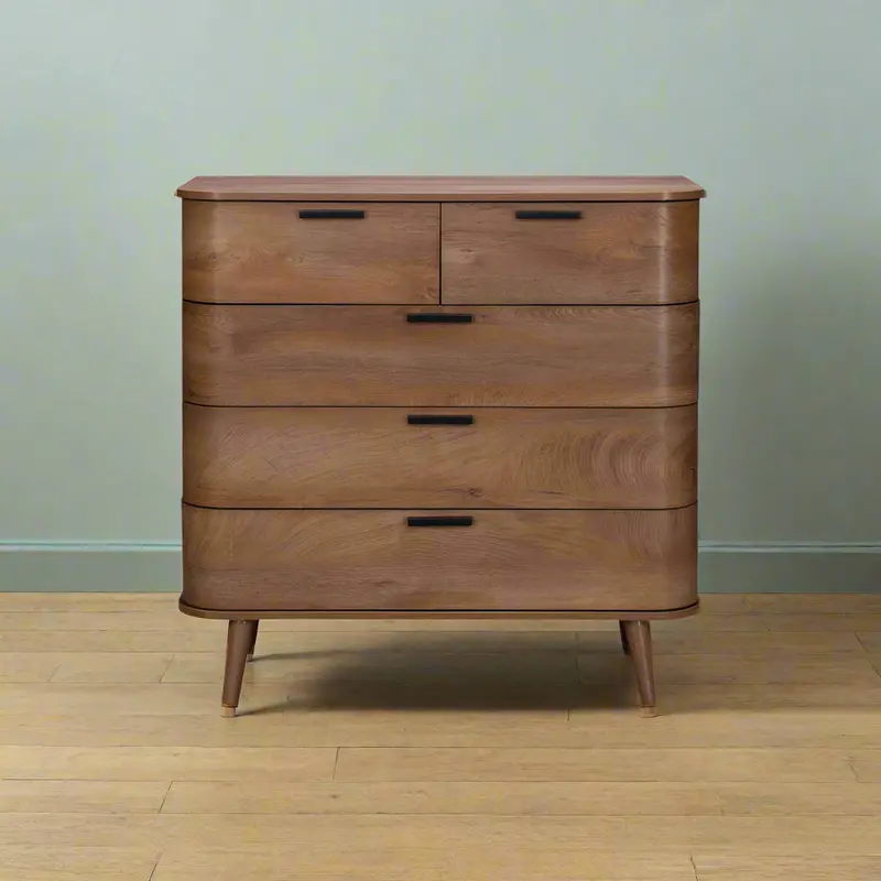 Copenhagen 5-Drawer Chest – Dark Brown Woodgrain Finish 1