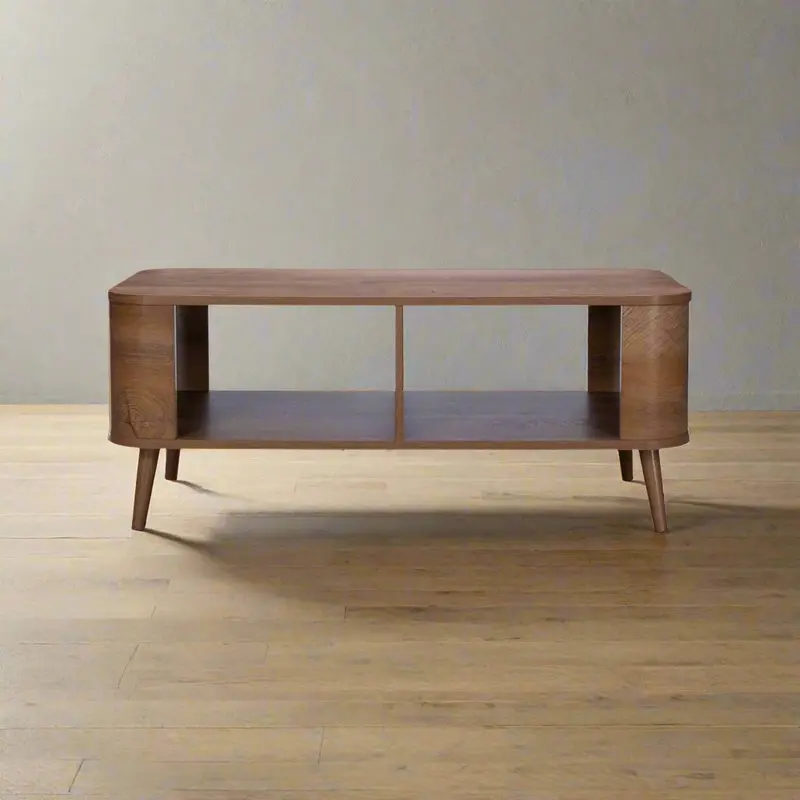 Copenhagen Dark Brown Coffee Table – Modern 1-Shelf Living Room Centerpiece 1