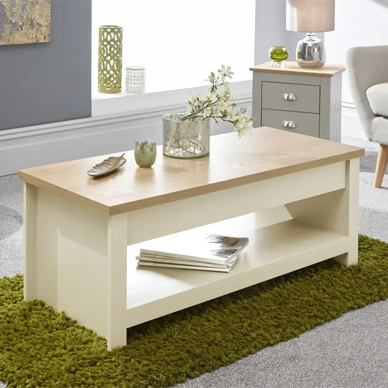 Cream Extendable Coffee Table With Single Shelf – Lancaster Collection 1