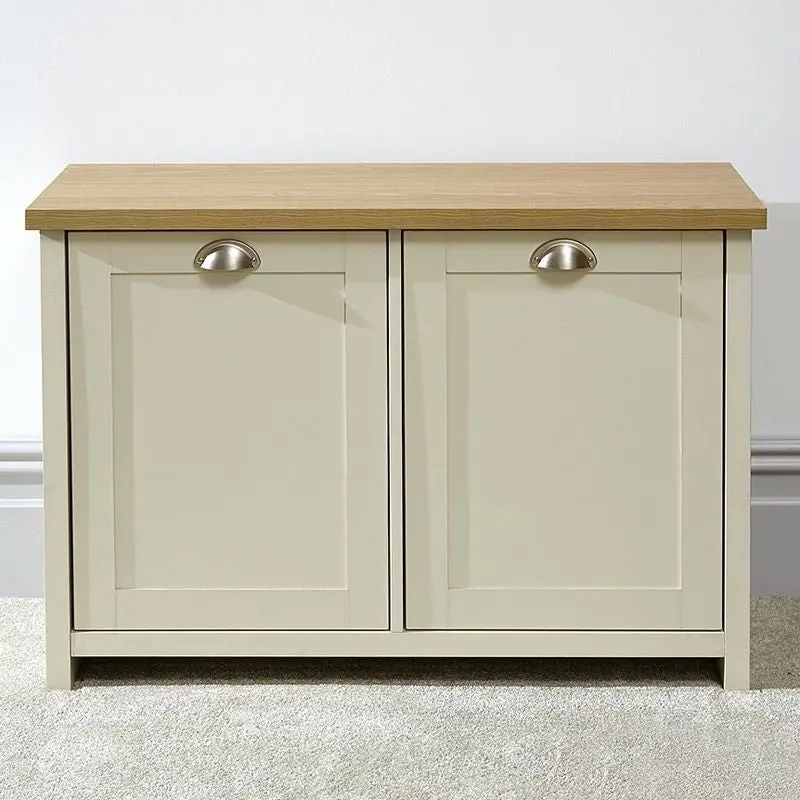 Cream Two-Door Shoe Cabinet With Four Adjustable Shelves – Lancaster Design 1