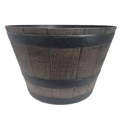 Croft Essentials Half-Barrel Wooden Garden Planter – Rustic Outdoor Pot 1