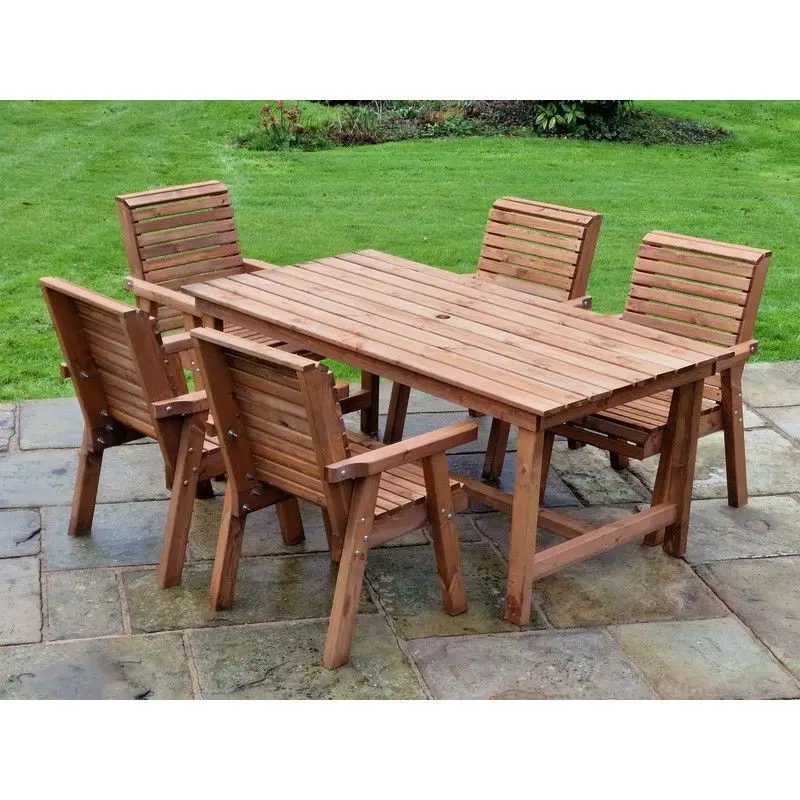 Croft Swedish Redwood Garden Furniture Set – 5-Person Outdoor Dining Collection 1