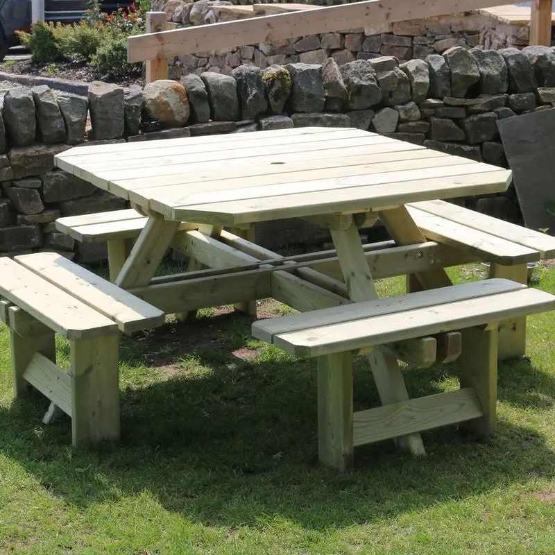 Croft Westwood Garden Picnic Table – 8-Person Outdoor Seating 1