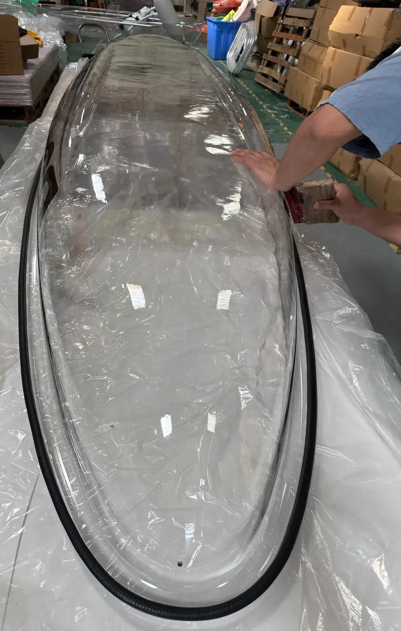 Crystal Clear Tandem Kayak – Two-Person Transparent Watercraft With Paddles 1