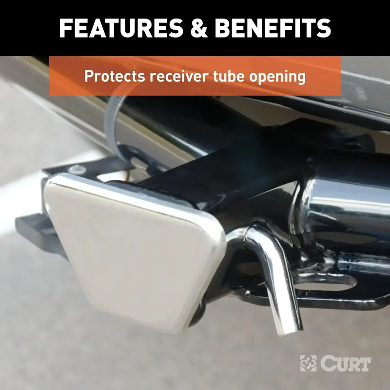 Curt 22100 Chrome Steel Trailer Hitch Cover, Fits 2-Inch Receiver 1