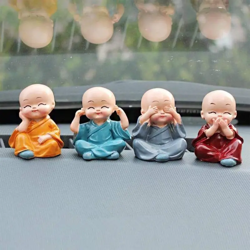 Decorative Baby Buddha Statuette Set – 4-Piece Ornamental Figurine Collection For Home, Office & Spiritual Spaces 1