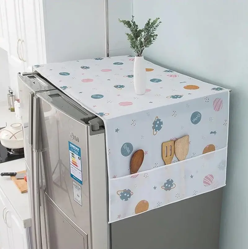 Designer Fridge Cover For Top-Mount Double-Door Refrigerators – 130 X 54 Cm With 6 Functional Pockets 1