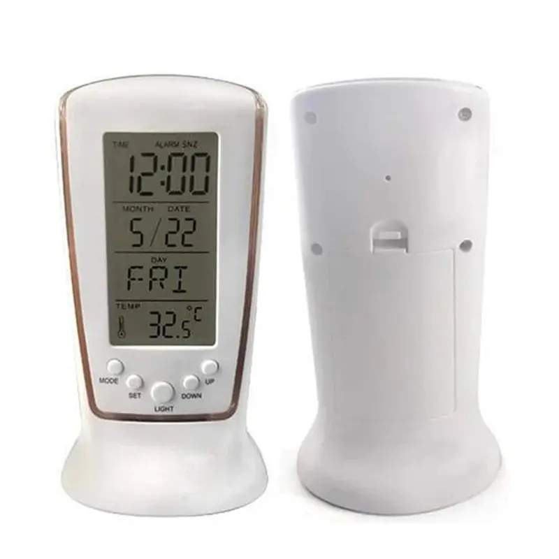 Digital Alarm Clock With Led Night Light & Room Temperature Display – Compact Lcd Bedside Timer 1