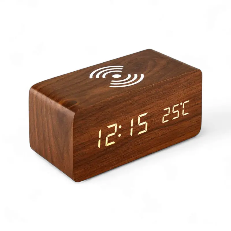 Digital Alarm Clock With Wireless Charging Pad – Temperature Display, Audible Alarm, Qi-Certified Phone Charging 1