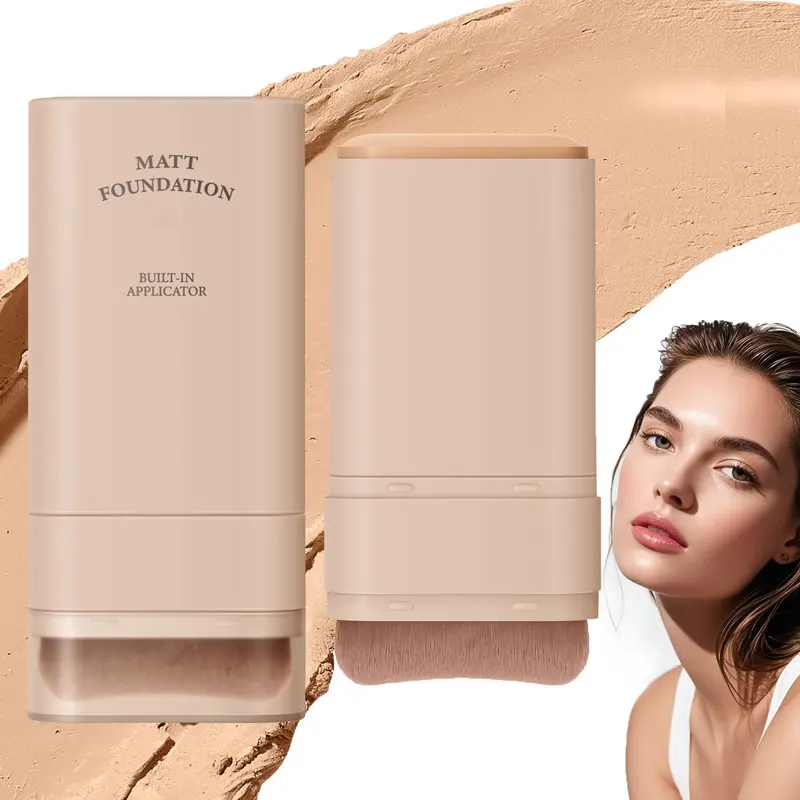 Dual-Action Moisturizing Foundation Stick – Lightweight, Waterproof Matte Finish With Built-In Brush (20G, All Skin Types) 1