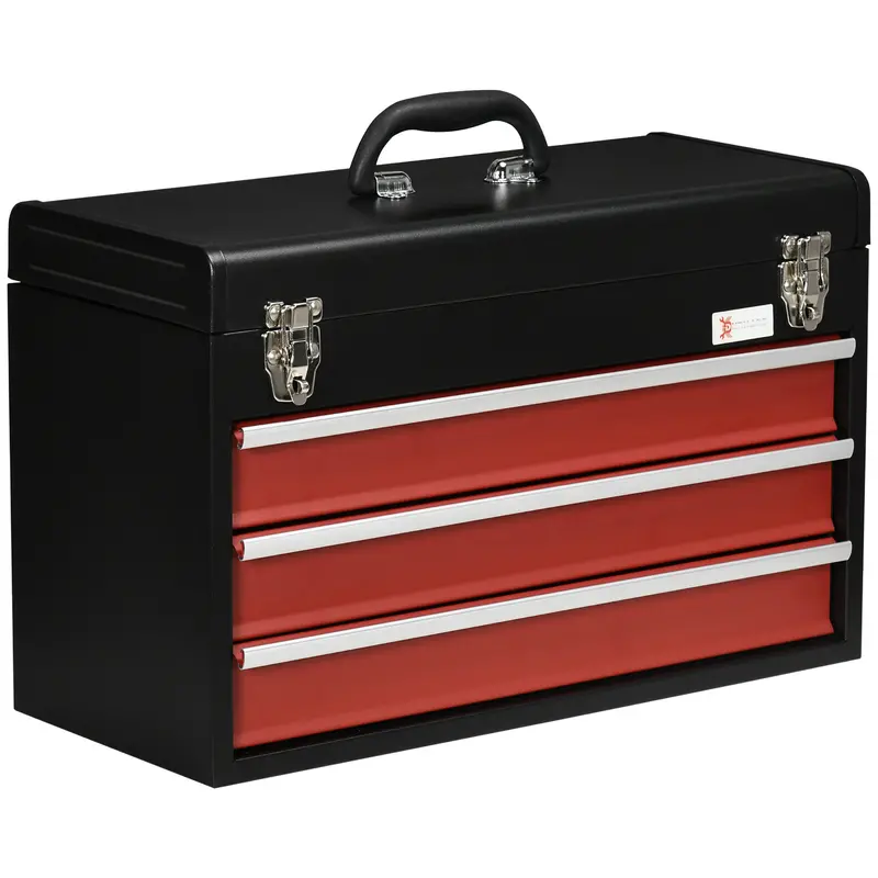 Durhand 3-Drawer Rolling Tool Chest – Heavy-Duty Steel Storage Cabinet For Mechanics & Diyers 1