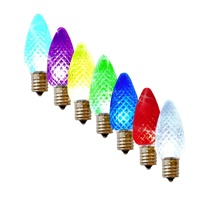Dynamic Rgb Transparent Faceted C9 Bulbs – 25-Pack (Non-White Chip, Final Sale) 1